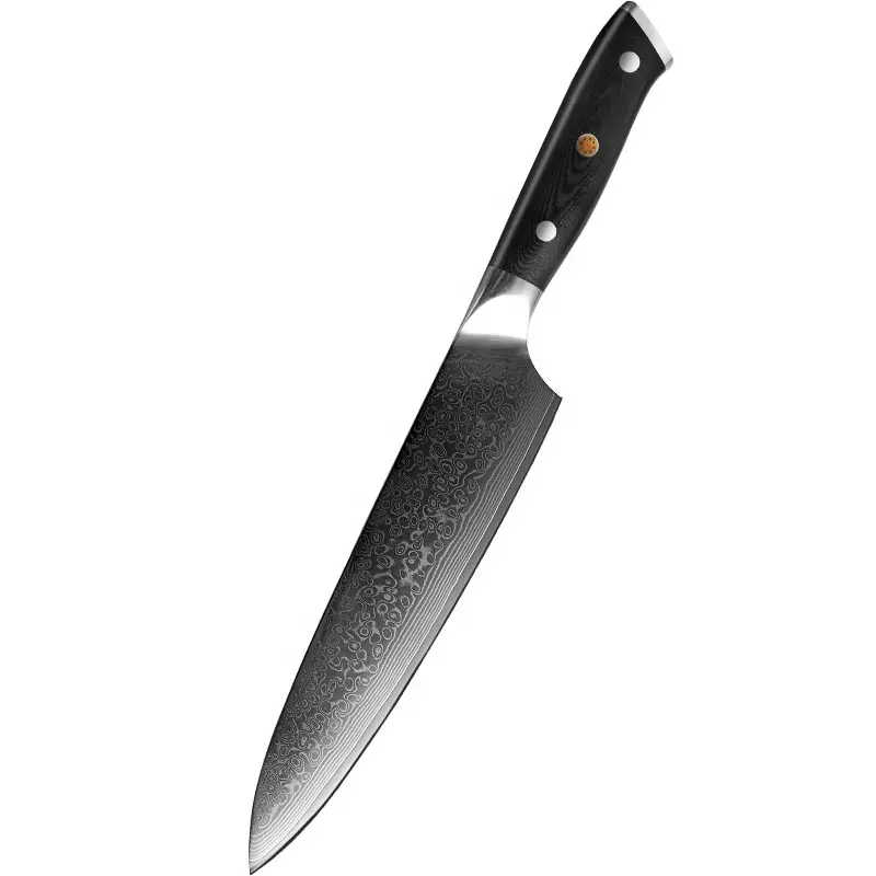 Cuchillo japonés Damasco cuchillos de chef profesional hoja de acero damasco de 67 capas con mango G10