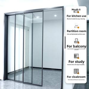 Puerta corredera <span class=keywords><strong>de</strong></span> vidrio templado <span class=keywords><strong>de</strong></span> una sola capa, diseño moderno <span class=keywords><strong>de</strong></span> aleación <span class=keywords><strong>de</strong></span> aluminio para particiones <span class=keywords><strong>de</strong></span> balcón <span class=keywords><strong>de</strong></span> cocina, estructura <span class=keywords><strong>de</strong></span> tres paneles para - Product Image 2