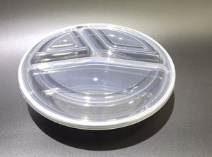 Contenedor Redondo de Plástico PP Desechable de Alta Resistencia HACAMY con 3 Compartimentos y Tapa para Necesidades de Catering Comercial - Product Image 4