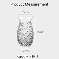 Verre à cocktail vintage en forme d'ananas, 480 ml, sans plomb, en verre borosilicate transparent de haute qualité, pour bar et usage domestique