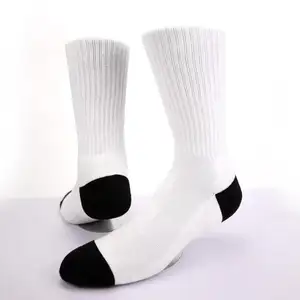 Calcetines de poliéster con estampado 3d para hombre y mujer, calcetín Unisex con diseño personalizado por sublimación en blanco