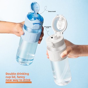 Nueva Botella de Agua de Tritán de Doble Uso con Pajita y Funda de Silicona, Asa Portátil, para Estudiantes, Deportes y Fitness - Product Image 3