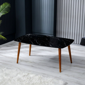 Modern Convertible Black Glossy Surface <b>Coffee</b> <b>Table</b> with Wood <b>Legs</b> MDF Material Living Room Furniture - Product Image 1