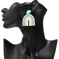 Boucles d'oreilles pendantes géométriques en argile polymère souple de haute qualité, motif arc-en-ciel, pour femme, couleurs assorties