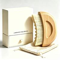 Gua Sha de massage facial personnalisé avec logo, pour le contour du visage, anti-gonflement, améliore le sommeil, poils synthétiques, manche en bois, boîte cadeau colorée