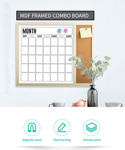 Magnetic Chalkboard Calendar 36" X 24" Black Boards for <strong>Walls</strong> Monthly <strong>Planner</strong> Board Bulletin Combo Board Wooden Frame - Product Image 4