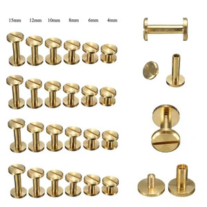 <span class=keywords><strong>Vis</strong></span> Chicago à tête plate fendue en laiton massif, diamètre de la tête 8 mm 10 mm, pour cuir, ceintures, portefeuilles et sacs à main - Product Image 1