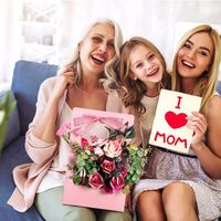 Vente en gros de papier kraft double face étanche à l'eau, panier de fleurs portable avec poignée, boîte d'emballage cadeau pour bouquet créatif de vacances