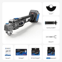 Meuleuse d'angle sans fil sans balais 21V 125mm 9800 tr/min, outil de meulage portable avec poignée auxiliaire pour le nettoyage des métaux