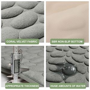 Tapis de sol antidérapant en mousse à mémoire de forme, motif pavés en relief, pour salle de bain, lavabo, baignoire, douche - Product Image 4
