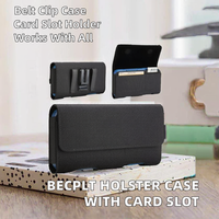 Étui de protection en nylon noir BECPLT pour 16 Pro Max, 15 Pro Max, 14 Pro Max avec clip ceinture et emplacements pour cartes d'identité