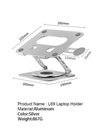 Support pour ordinateur portable et tablette, support pliable à 360 degrés, réglable, en aluminium, support magnétique pour téléphone, support pour ordinateur portable pour bureau