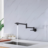 Robinet de cuisine mural en laiton noir mat, remplissage de Pot de cuisine Portable de Style traditionnel