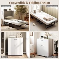 Lit escamotable rustique marron, lit Murphy convertible, lit pliant gain de place, fabriqué en panneaux MDF avec matelas