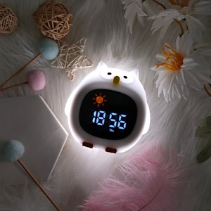 Calmante ayuda para dormir luz nocturna máquina de sonido simulación de Color amanecer despertar lámpara de noche Ideal reloj despertador en forma de búho para niños - Product Image 6