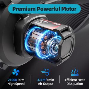 เครื่องเป่าลมใบไม้แบบไร้สาย รุ่น LB-20V แบตเตอรี่ลิเธียมไอออน 20V ได้มาตรฐาน EPA ความเร็วลม 180 ไมล์ต่อชั่วโมง สำหรับทำความสะอาดกลางแจ้ง - Product Image 3