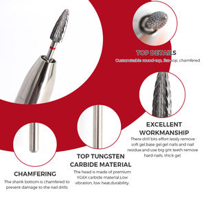 SHUANGJIA flamme pointu carbure de tungstène forets à ongles forme de boule coupe croisée manucure rotative électrique 5mm diamètre de flûte ISO/CE - Product Image 3