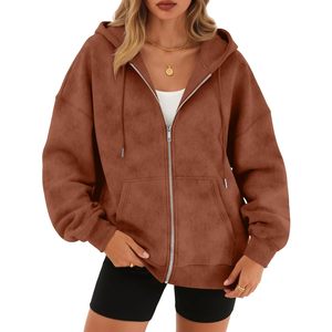 <b>Zip</b> <b>Up</b> Hoodie For <b>Women</b> Oversized Cotton Knitted Sweatshirt With Zippers Breathable Winter <b>Jacket</b> Fashion Pullover - Product Image 1