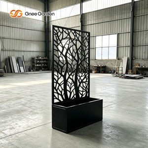 Outdoor Eco-Friendly Modern Privacy <b>Screen</b> Irregularity Pattern Planter Box Tree Laser Cut Powder Coated Metal Garden <b>Partition</b> - Product Image 5