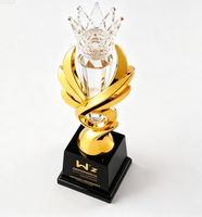 Trophée en métal personnalisé en forme de couronne, plaques gravées étanches pour cérémonie de remise des prix d'entreprise