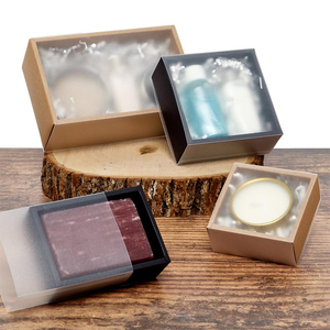 Box Double Sliding Gift Box Scented Candle Paper Packaging Box Gift Double Wall Slide Open Boxes With Frosted PVC Lid