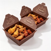 Boîte à poulet frit personnalisable de haute qualité, pliable avec couvercle, style coréen, pour livraison et repas.
