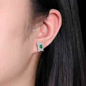 Pendientes de joyería de lujo SGARIT, esmeralda natural verde intenso, corte octogonal, 0,56 ct + 0,16 ct * 20 piezas, pendientes de diamantes naturales para mujer - Product Image 5