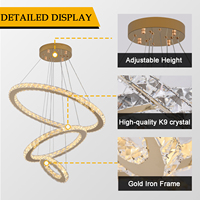 Plafonnier moderne en cristal LED, design en acier inoxydable, télécommande, salon, éclairage à CRI 90 élevé