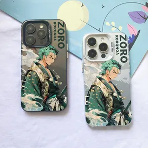 One Piece Ruffy Zoro Anime Farbe Silber Laser IMD Handy hülle für iPhone 14 Pro Max 12 15 Anti Shock Protect Cover Shell