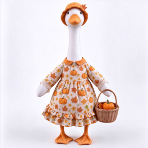 Tenue de canard de la fête des Mille-Feuilles pour porche, robe citrouille, costume de canard pour décoration extérieure de pelouse, chapeau feuille d'érable, panier, décoration de porche avant pour la récolte - Product Image 1