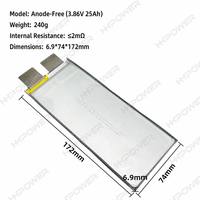 Аккумулятор HHPOWER Anode-Free 3.86V 25Ah, полутвердотельный, с высокой энергоемкостью 410 Втч/кг, литиевая батарея для дронов, БПЛА, FPV, VTOL