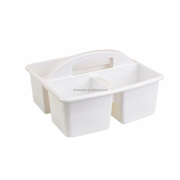 Panier de rangement en plastique rectangulaire coloré à 3 compartiments avec poignée, idéal pour les jouets et les outils de nettoyage, fabriqué sur mesure