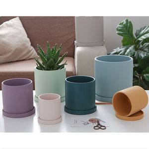 Pot de fleurs <span class=keywords><strong>en</strong></span> céramique Morandi, tube droit de style nordique, plantes vertes, fleurs <span class=keywords><strong>en</strong></span> pot, <span class=keywords><strong>cactus</strong></span> lolita <span class=keywords><strong>vert</strong></span> - Product Image 2