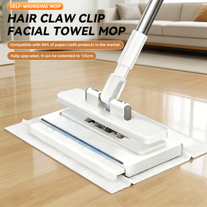 Serpillère <span class=keywords><strong>de</strong></span> nettoyage <span class=keywords><strong>de</strong></span> sol à serrage automatique, extensible et auto-essoreuse, avec tête <span class=keywords><strong>de</strong></span> rechange en microfibre, également utilisable comme essuie-glace <span class=keywords><strong>pour</strong></span> <span class=keywords><strong>vitres</strong></span> et lingettes humides - Product Image 2