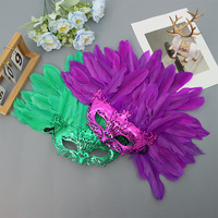 Masque de carnaval demi-visage, masque à plumes pour bal masqué, défilé de carnaval, fête, célébration, performance HC011
