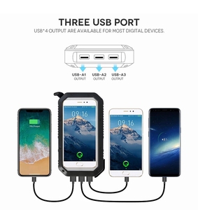 20000mah impermeabile portatile solare Pawer Bank <span class=keywords><strong>Powerbank</strong></span> 3 in 1 caricabatterie Wireless Ce Rohs Usb banca di energia solare - Product Image 5