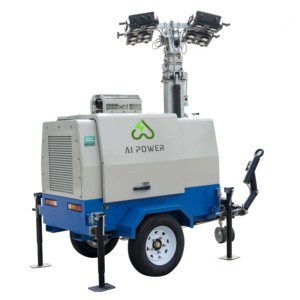 9M 10KVA di động di động DIESEL tín hiệu cao mast chiếu sáng tháp ánh sáng với đèn LED cho giá Máy phát điện - Product Image 1
