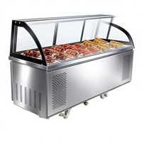 Vitrine Réfrigérée Commerciale à Double Porte avec Éclairage LED, Porte Vitrée Électrique en Acier Inoxydable 304, pour Supermarché et Charcuterie