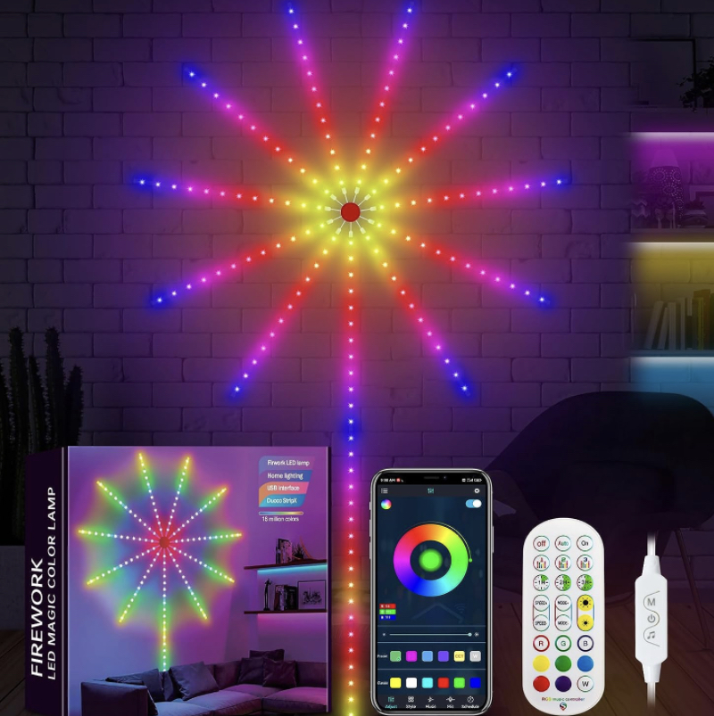 스마트 불꽃 놀이 Led 조명 APP 원격 제어 불꽃 놀이 시작 효과 음악 동기화 RGB 색상 변경 Led 조명 스트립 장식