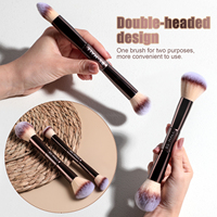 Ensemble de pinceaux de maquillage professionnels à double extrémité, logo personnalisé, vegan, outils cosmétiques multifonctionnels, pinceaux pour fond de teint et poudre, vente en gros