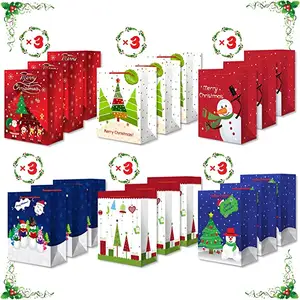 Рождественские подарочные пакеты на заказ, большие рождественские подарочные пакеты разных размеров, рождественские подарочные пакеты с ручками и бирками