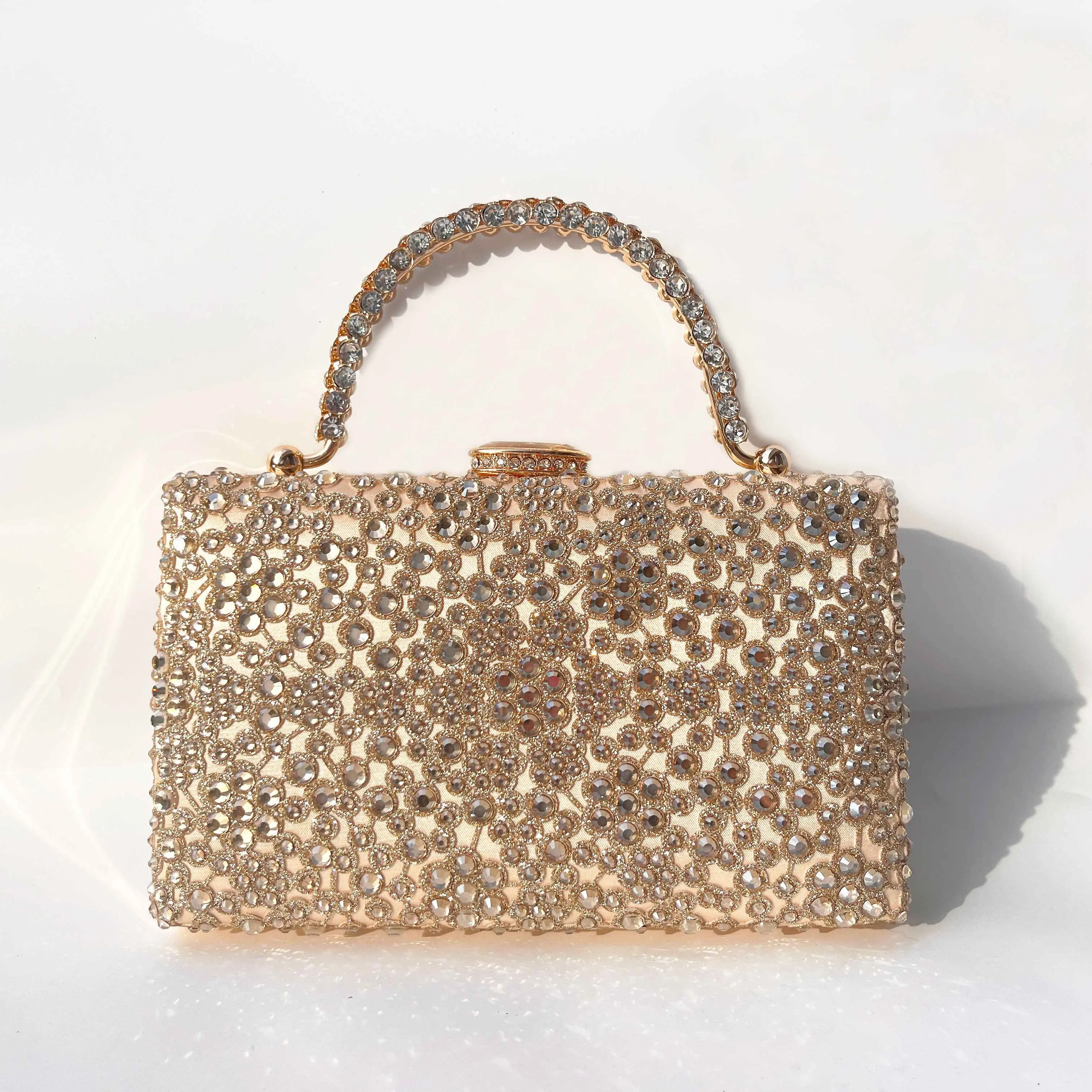 Rhinestone Crystal Elegant Evening Clutch Bag Diamond Champagne Party Wedding Handbag With Chain Strap Women Purse