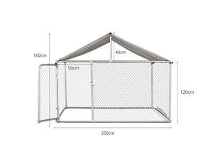 Chenil d'extérieur pour chien avec toit, grande niche robuste avec portes d'alimentation, enceinte en métal pour chien, pour jardin, arrière-cour et ferme - Product Image 2