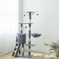 Arbre à chat d'intérieur confortable avec bois et papier rembourré en peluche perche chat tour Condo sisal griffoirs hamac jouet