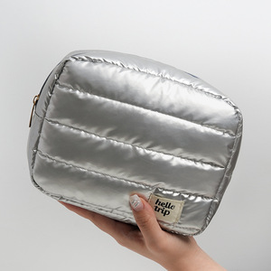 Hello Trip Silver Cosmetic Bag Large Capacity Travel <b>Makeup</b> <b>Case</b> Waterproof Storage Pouch for Women - Product Image 1
