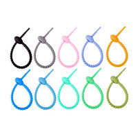 Sac à cravate torsadé en Silicone réutilisable, Clip à pain, attaches zippées, sac organisateur de gestion d'enveloppe de câble réglable