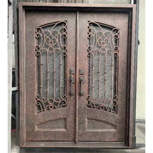Hot Sale Flat Exterior Front Metal Steel Entry Doors for House Modern Main Wrought Iron Grill Entrance Double Entry Door Designs - Product Image 6