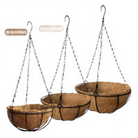 Panier suspendu en fibre de coco pour plantes, pot de fleurs décoratif en fer électroplaqué respirant pour fleurs artificielles – Vente directe usine