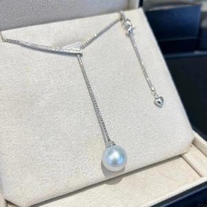 Collar de Plata de Ley S925, Elegante y Ligero, con Diamantes en Forma de Abanico, Colgante de Perlas de Alta Gama para la Clavícula - Product Image 4