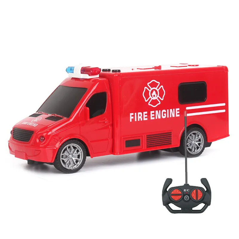 1:18 4CH Remote control rc model fire fighter truck toy kids with light music